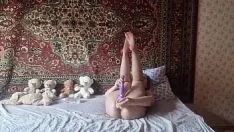 Play Girl in nylon pantyhose seduces on camera then fucks hairy pussy with a huge dildo and cumming with vibrator